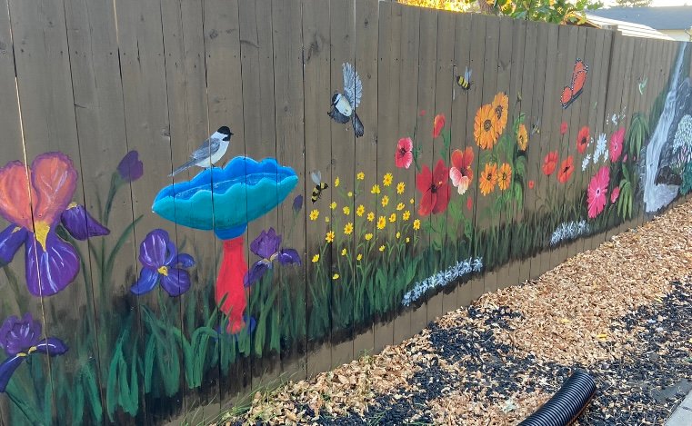 Alexis's Fence Mural, Acrylic by Dianne Thompson