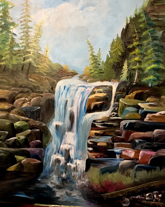 Waterfall, Acrylic by Dianne Thompson
