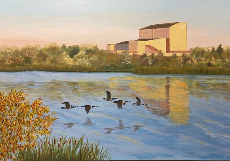 Sunset over The Arts Centre, Acrylic by Dianne Thompson
