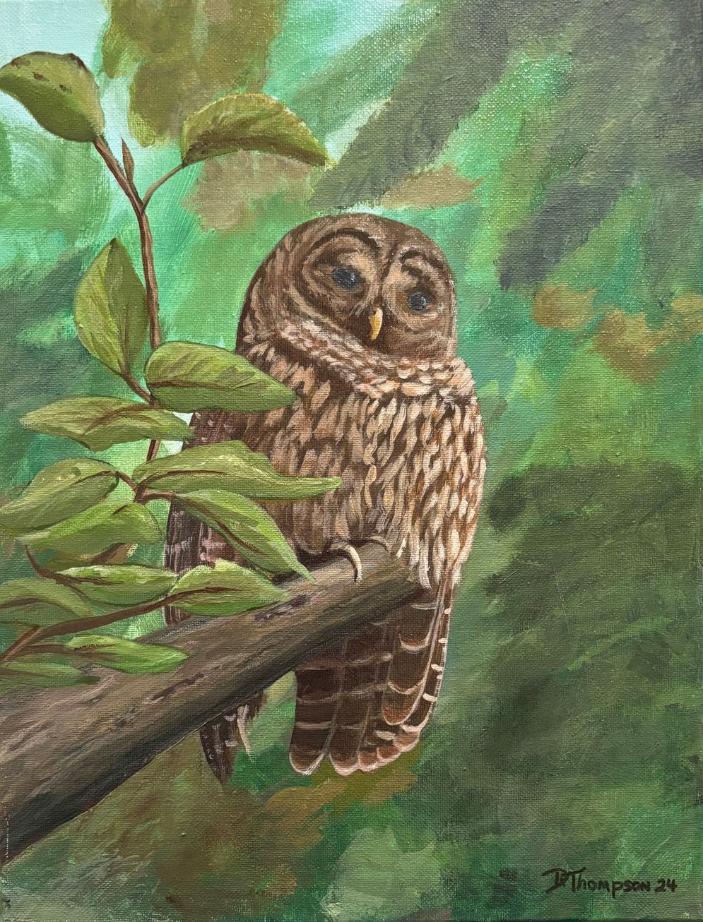 Watchful Owl, Acrylic by Dianne Thompson